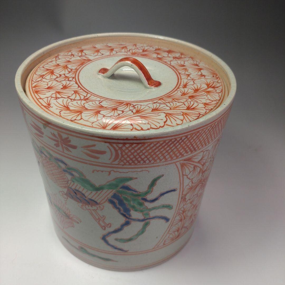 イ35 水指『八幡窯　赤絵水指』『共箱』茶道具