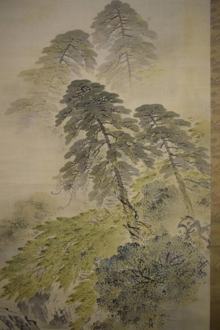 真作/久保田桃水/嵐峡/山水嵐山山水図/布袋屋掛軸HH-872