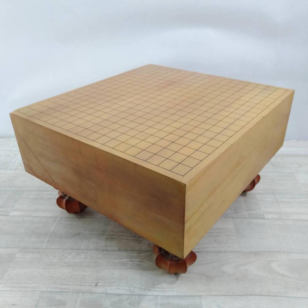 現状品 本榧 碁盤 木表 厚み14.1cm 重さ13.6kg 33号 蛤碁石付き