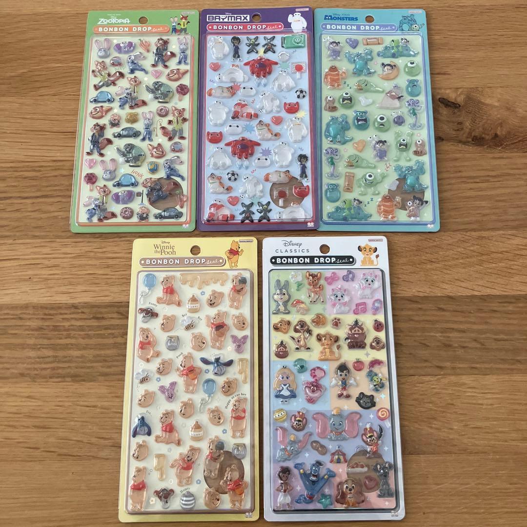 ボンボンドロップシール　ディズニー　クラシック　など　5種類