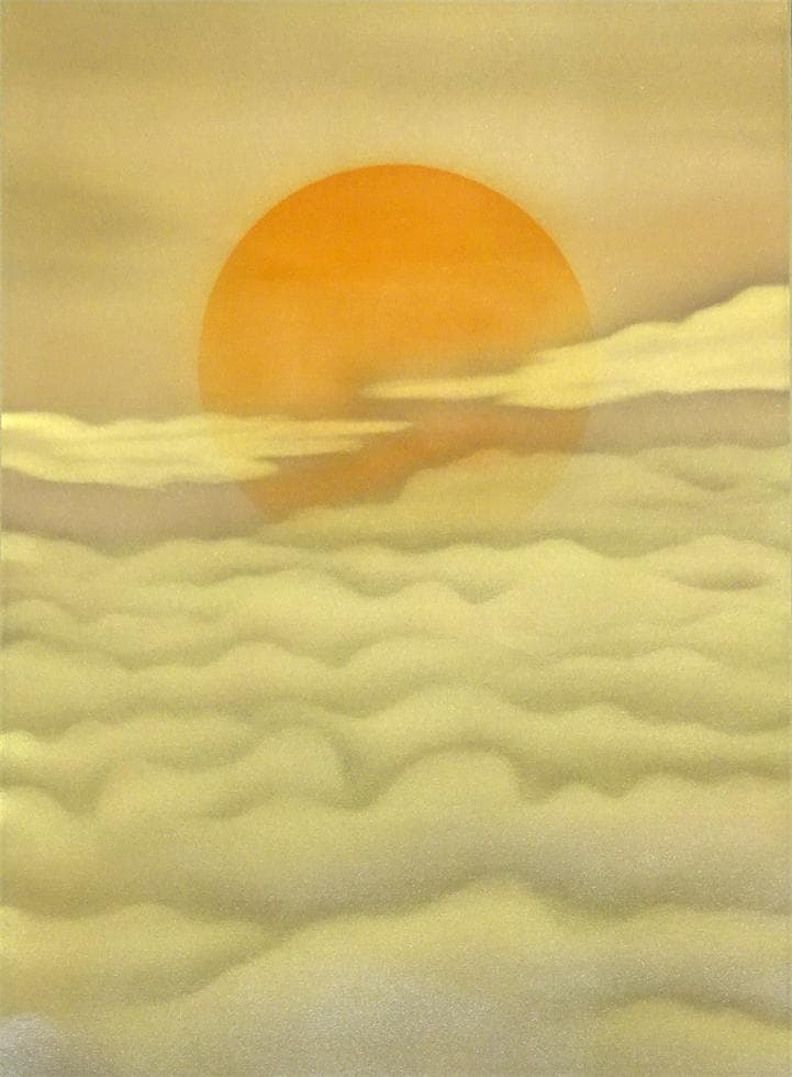 【真作】掛軸 後藤正幸『旭日波之図』絹本 肉筆 共箱付 掛け軸 a032713