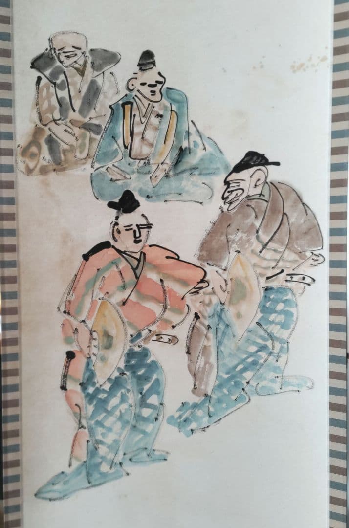 二人袴　伊勢門水　掛軸　Y249