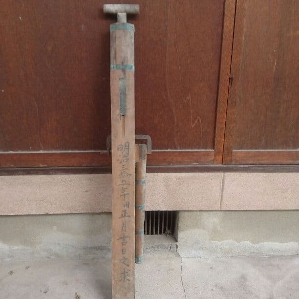 激レア品 明治三拾五年 古民具 消防器具 消火用 手動 木製ポンプ 古物