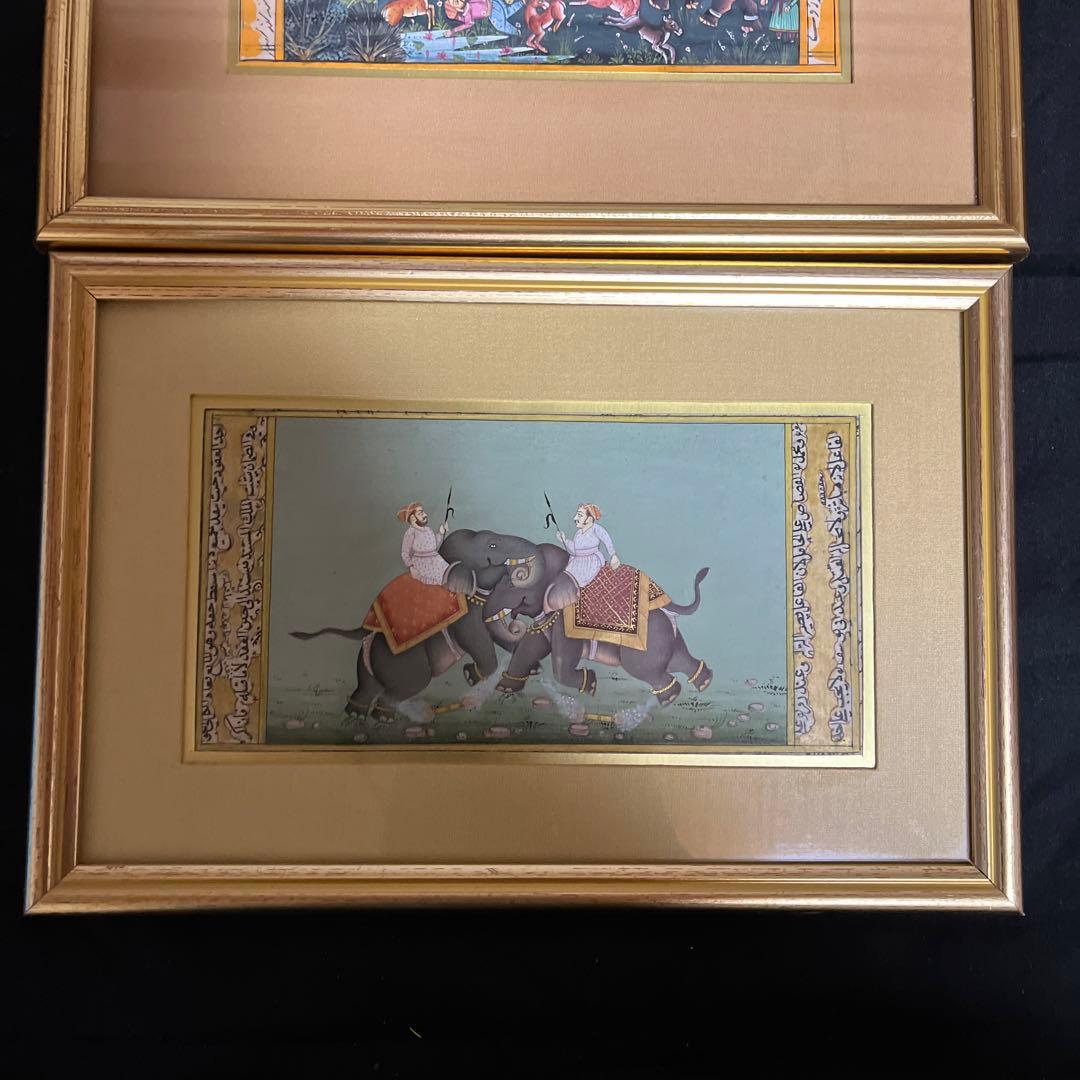 高級インド　2点セット　ミニアチュール　細密画