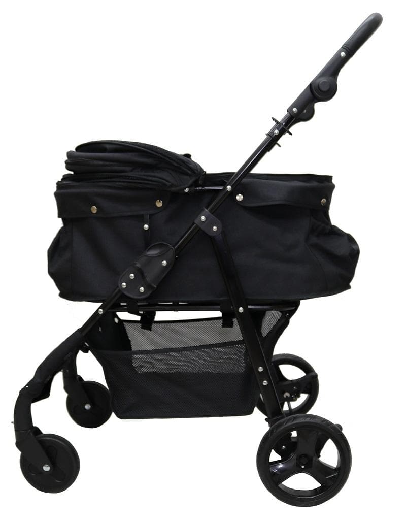 多頭用耐荷重30kg！ココハート ４輪ペットカート/甘えん坊バギーBIG 黒