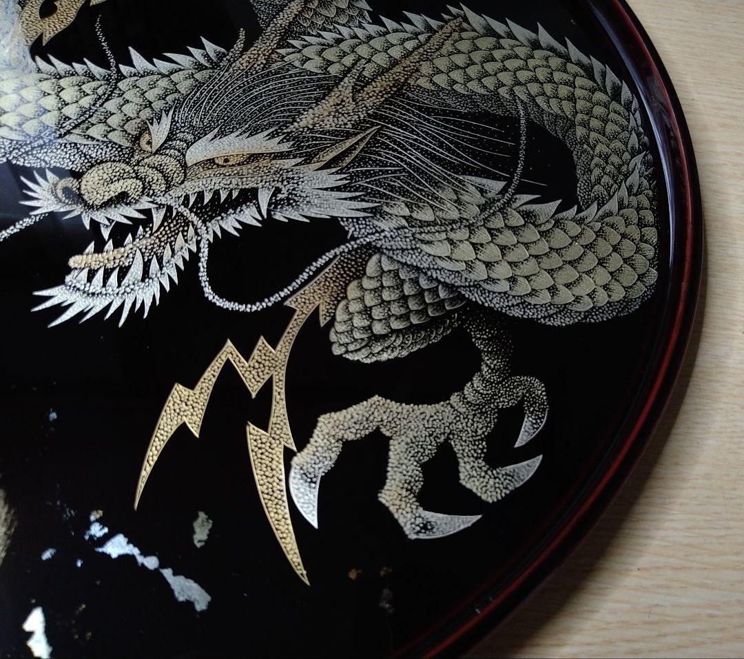 輪島塗沈金　お盆【龍】