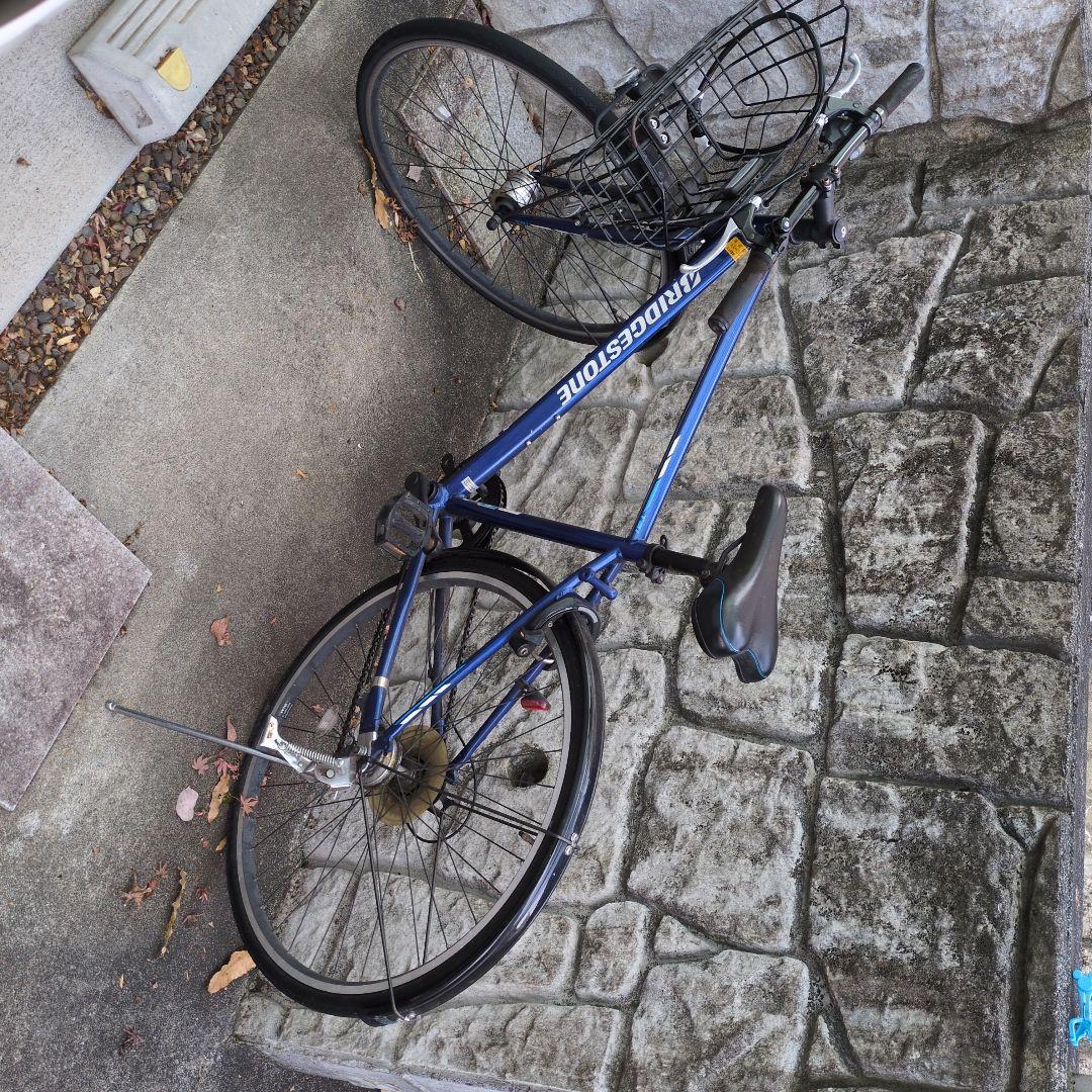 ブリヂストン シティサイクル 青 前バスケット付き