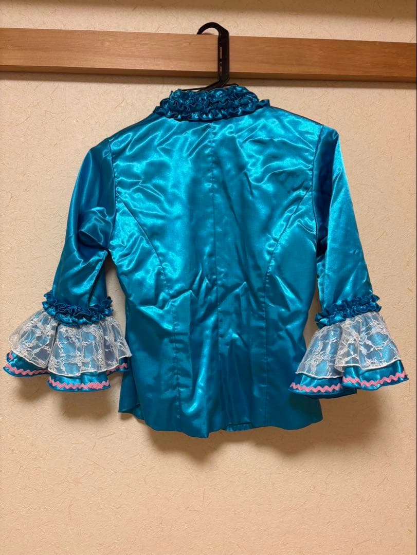 フラメンコドレス 青 サテン