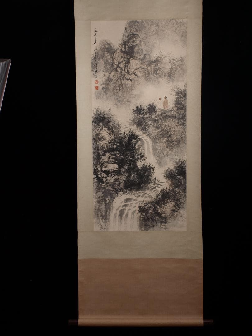 骨董市仕入れ品　中国近時代の掛軸　人物図　肉筆保証 DE404A7-3