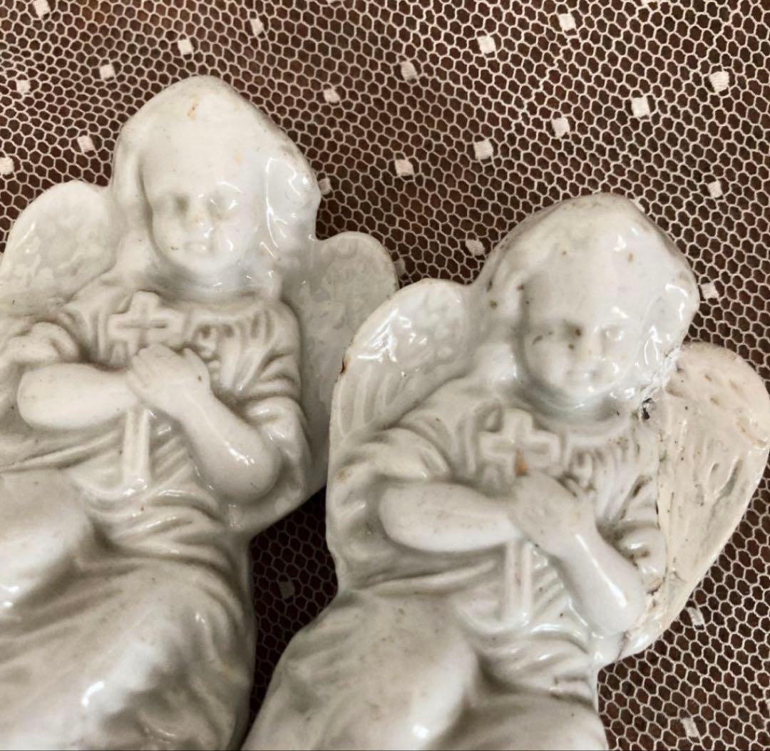 アンティーク雑貨 Old lovely small angels 2set
