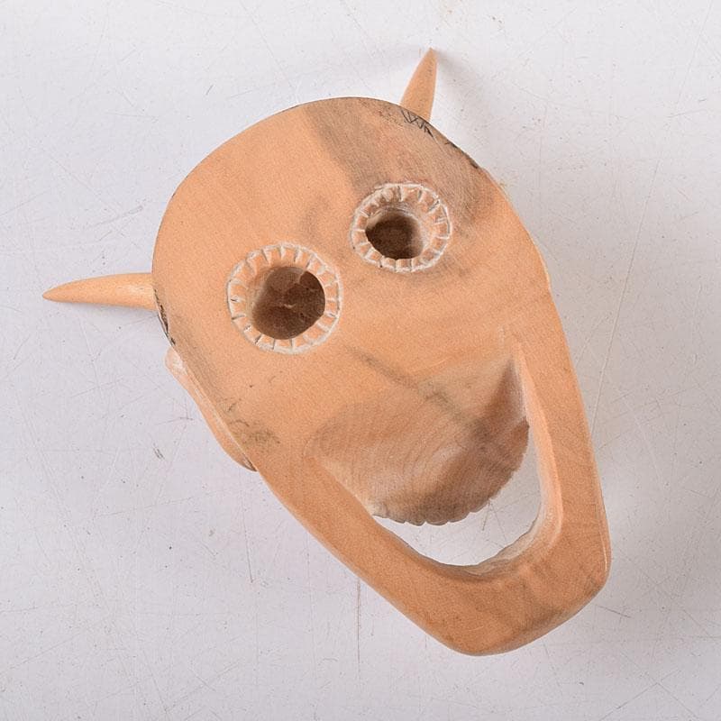 時代提げ物　木彫　面根付　能面　お面　般若面　C　8069