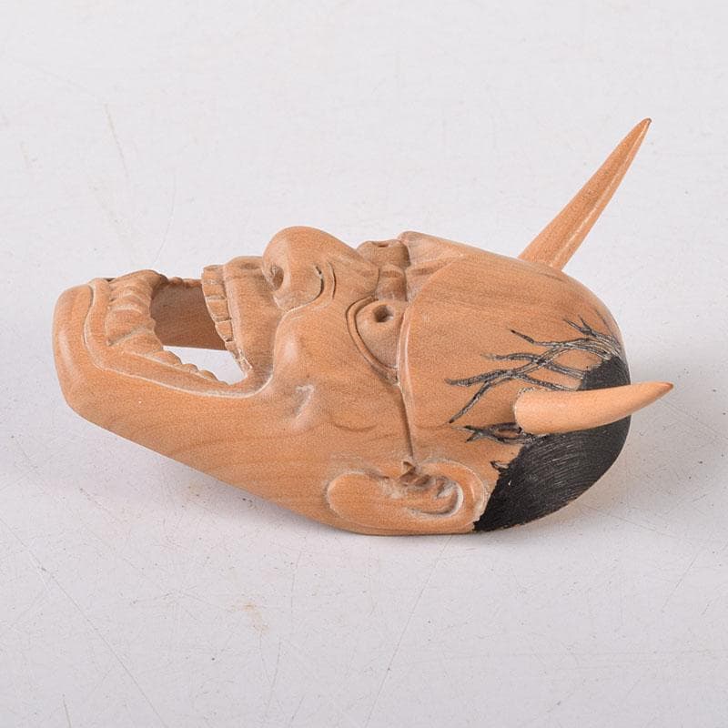 時代提げ物　木彫　面根付　能面　お面　般若面　C　8069