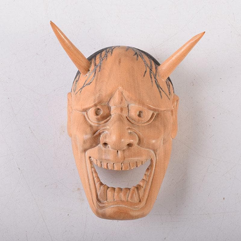 時代提げ物　木彫　面根付　能面　お面　般若面　C　8069