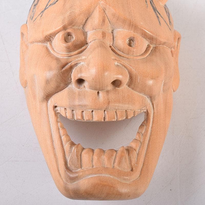 時代提げ物　木彫　面根付　能面　お面　般若面　C　8069