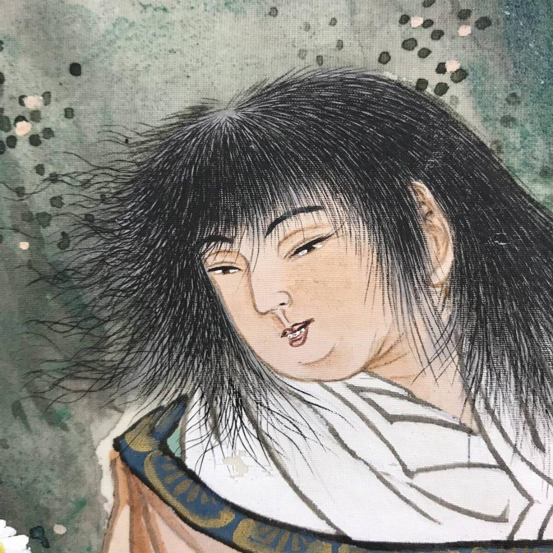 真作/稲廼舎種磨/牧田種麿/菊慈童/人物図/掛軸☆宝船☆AK-288