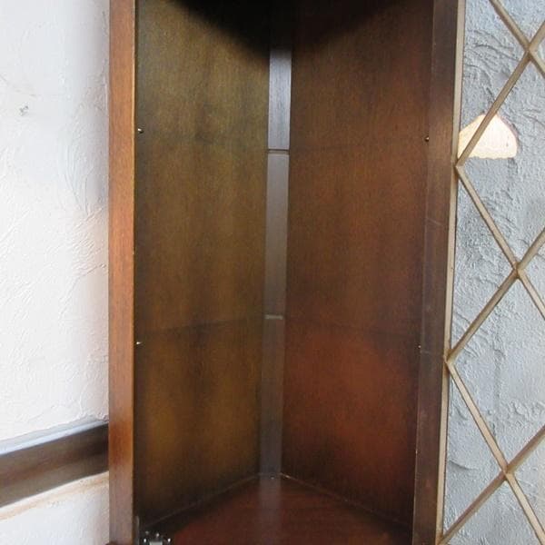 イギリス アンティーク 家具 コーナーキャビネット 飾り棚 英国 6958d