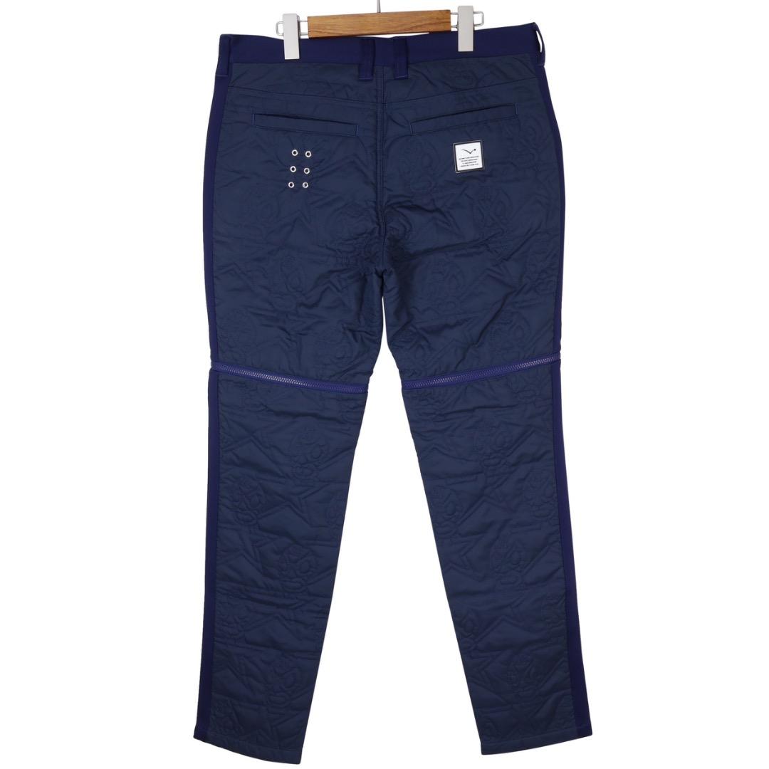 【size6】秋冬 ラッセルノ ゴルフ ルチャ総柄 キルティング 中綿パンツ 紺