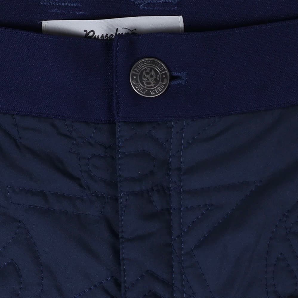 【size6】秋冬 ラッセルノ ゴルフ ルチャ総柄 キルティング 中綿パンツ 紺