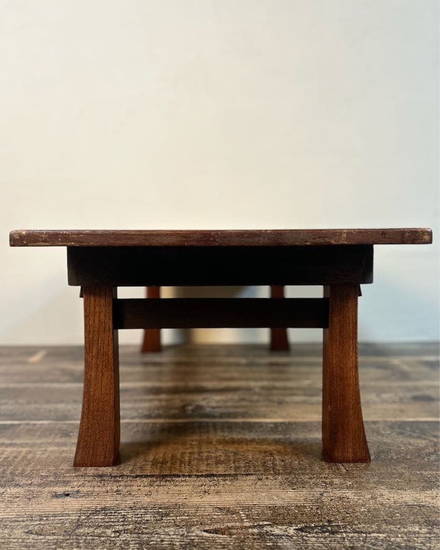 昭和中期 昭和レトロ ちゃぶ台 文机 木製 古家具 折りたたみ スプリング構造