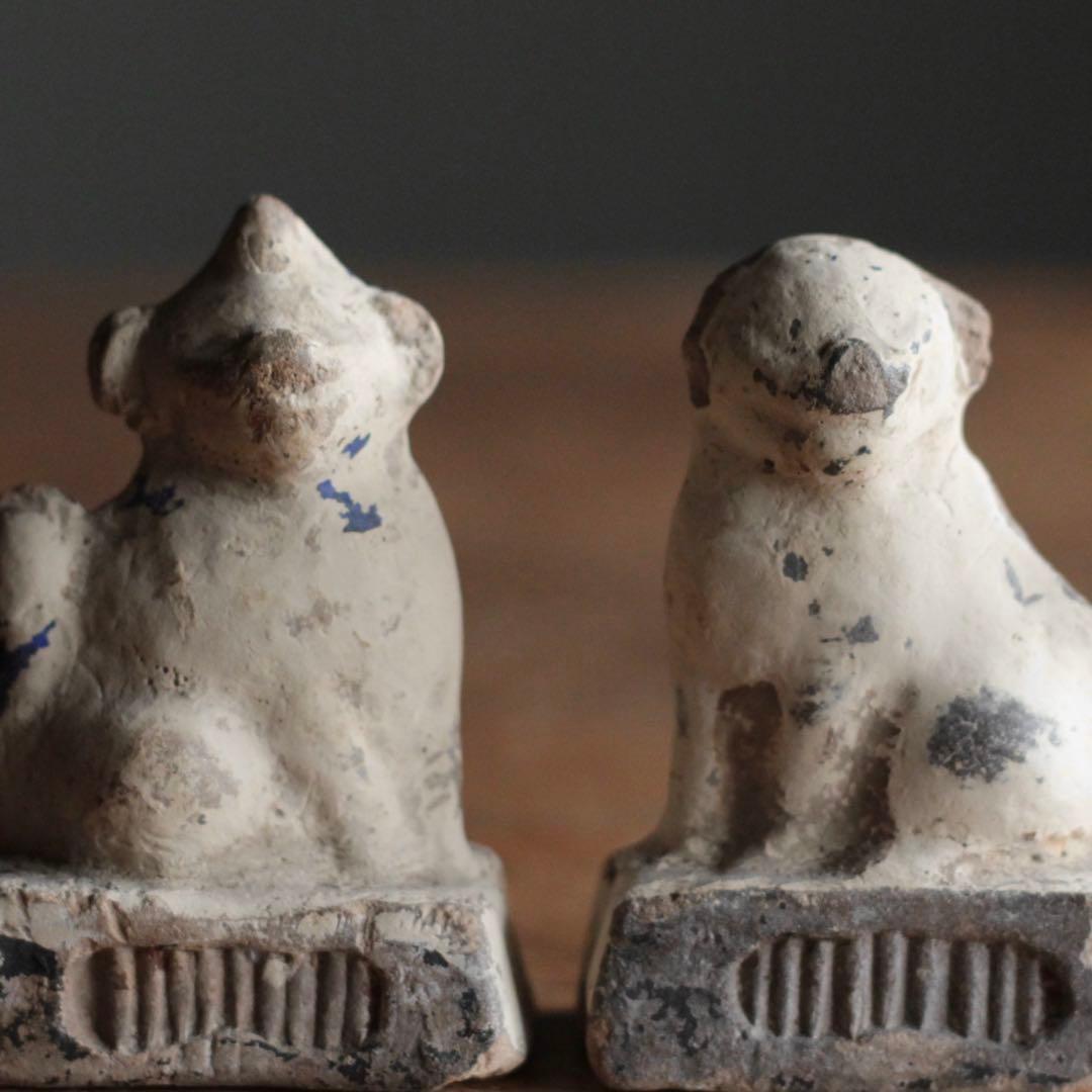 獅子 と 狛犬 土人形 郷土人形 民芸 古美術 古道具 アンティーク