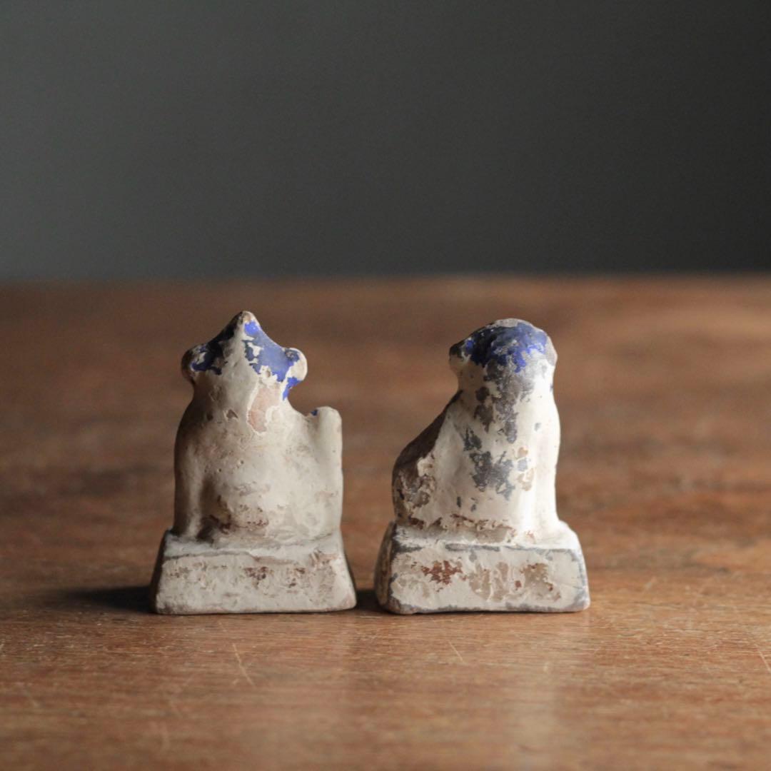 獅子 と 狛犬 土人形 郷土人形 民芸 古美術 古道具 アンティーク