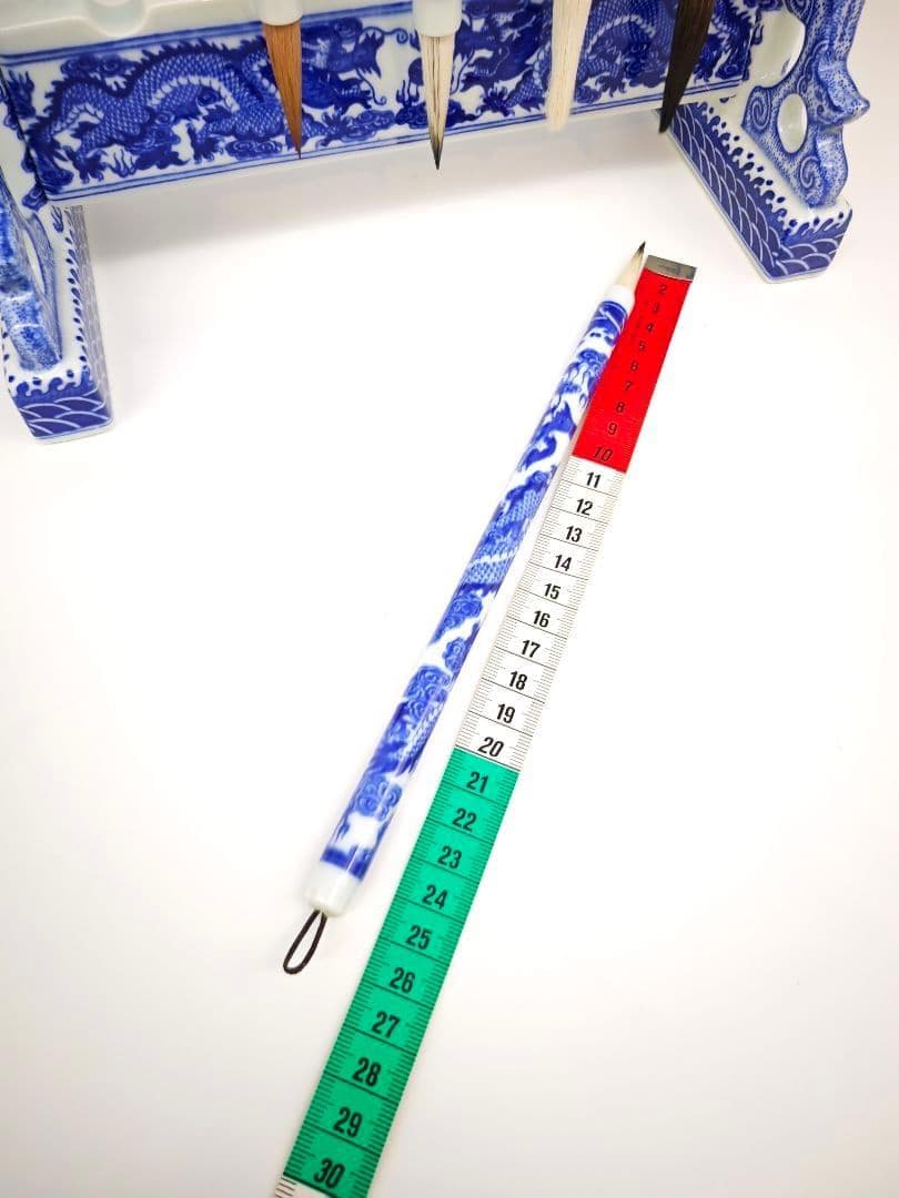 青花 磁器 書道筆掛け 筆置き 中国美術 龍柄 希少