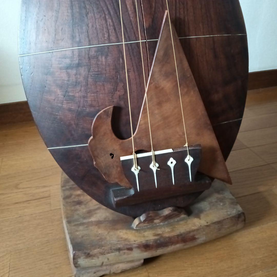 琵琶　木製 4弦 和楽器 スタンド付き