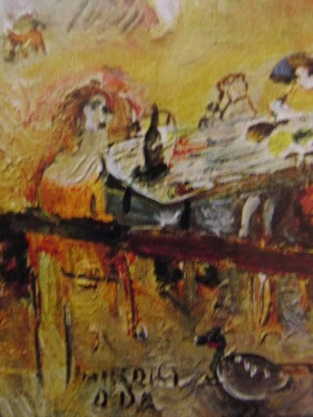 織田廣喜、高原の食事/希少サイン入、希少な額装用画集より、新品高級額装付