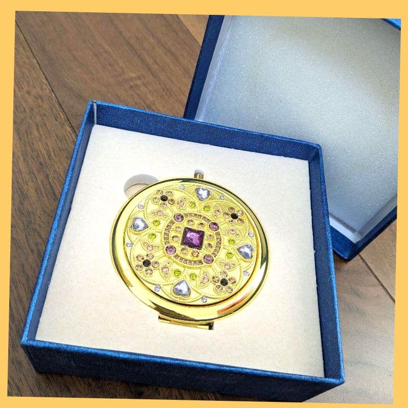 ♥新品♥ミラー　ラウンド ポータブル メイク アップ ミラ　ギフト　高級感ー