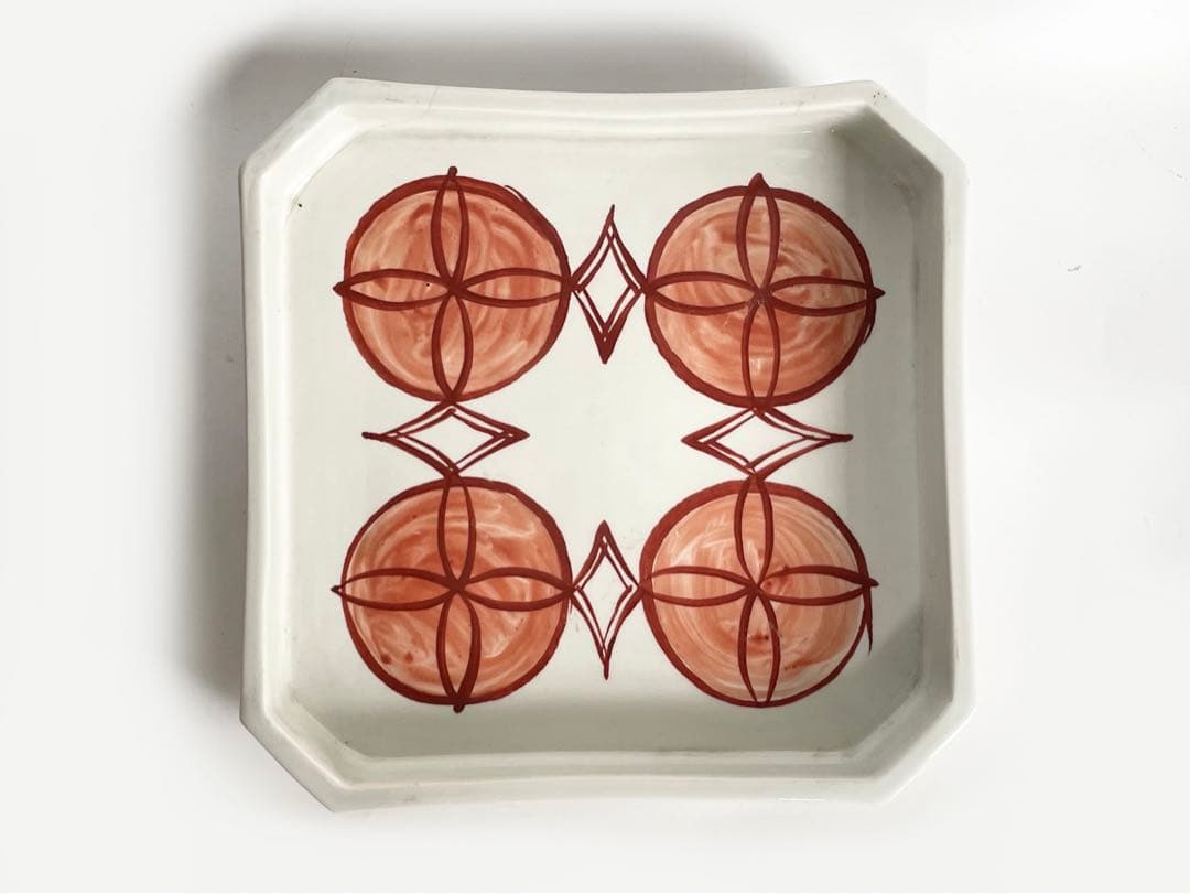 #2陶芸家　上田恒二　木野皿山　赤絵　角皿　折敷　盆　民藝　船木研兒　河井寛次郎