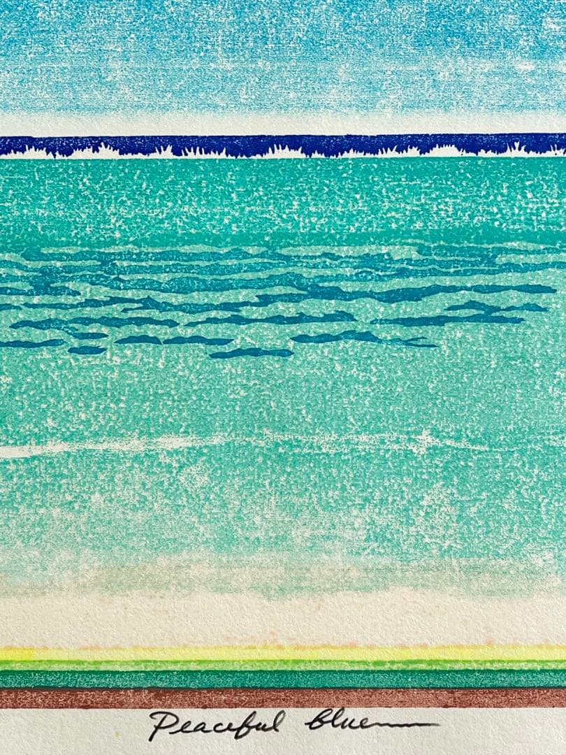 木版画『Peaceful blue 』