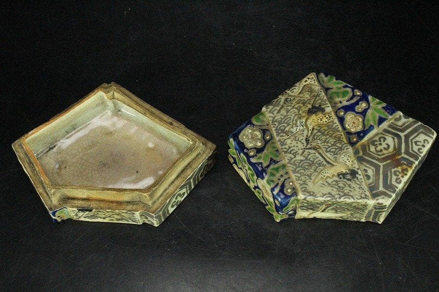 古清水 香合 仁清 在印 10cmx7cm 時代 茶道具 旧家蔵出