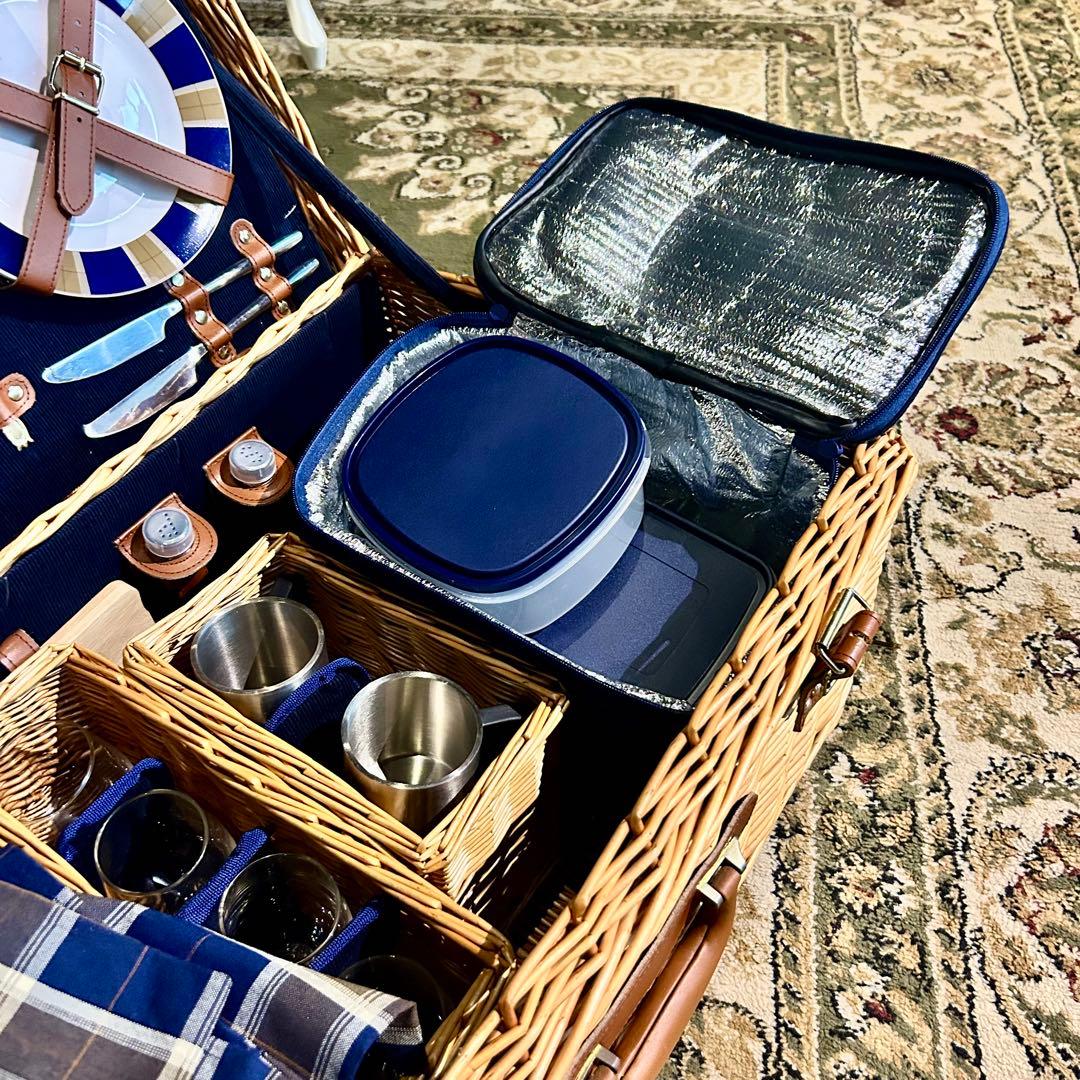 ピクニック用食器セット 4人用 バスケット型