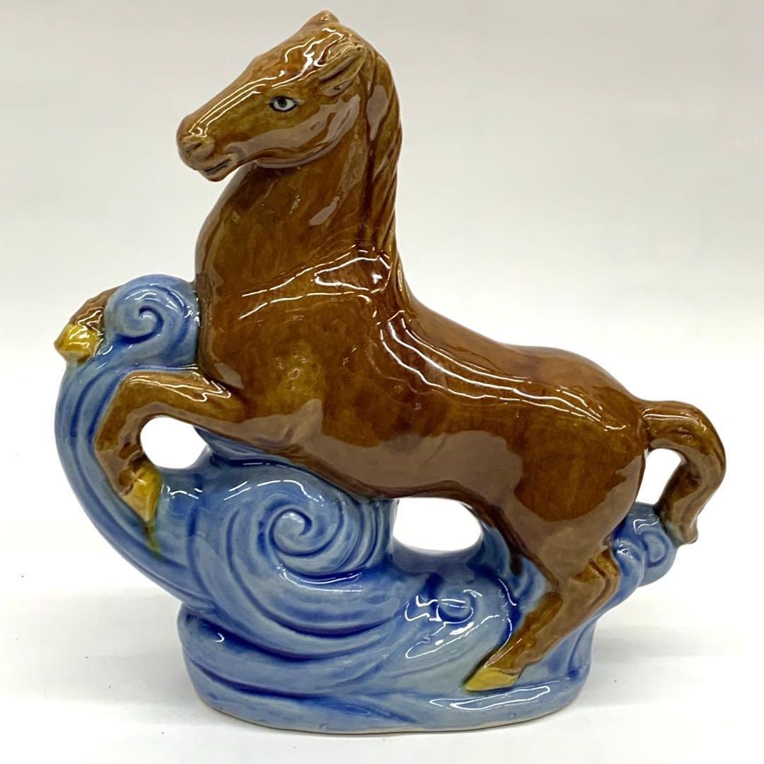 【干支置物　午17 九谷焼6号　飛馬　交趾】紙箱