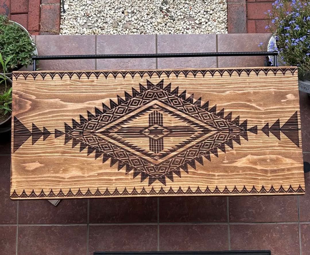 No.559 アイアンローテーブル オルテガテーブル　ネイティブ柄