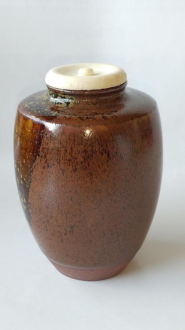 笹田仁史 作 肩衝茶入 仕覆 花莵金襴 茶道具 共箱 京焼 茶入 新品 未使用品