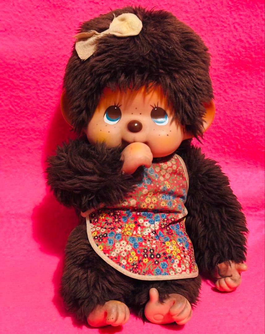 モンチッチ　女の子　セキグチ　正規品　リボン付き　ぬいぐるみ　昭和レトロ　初代