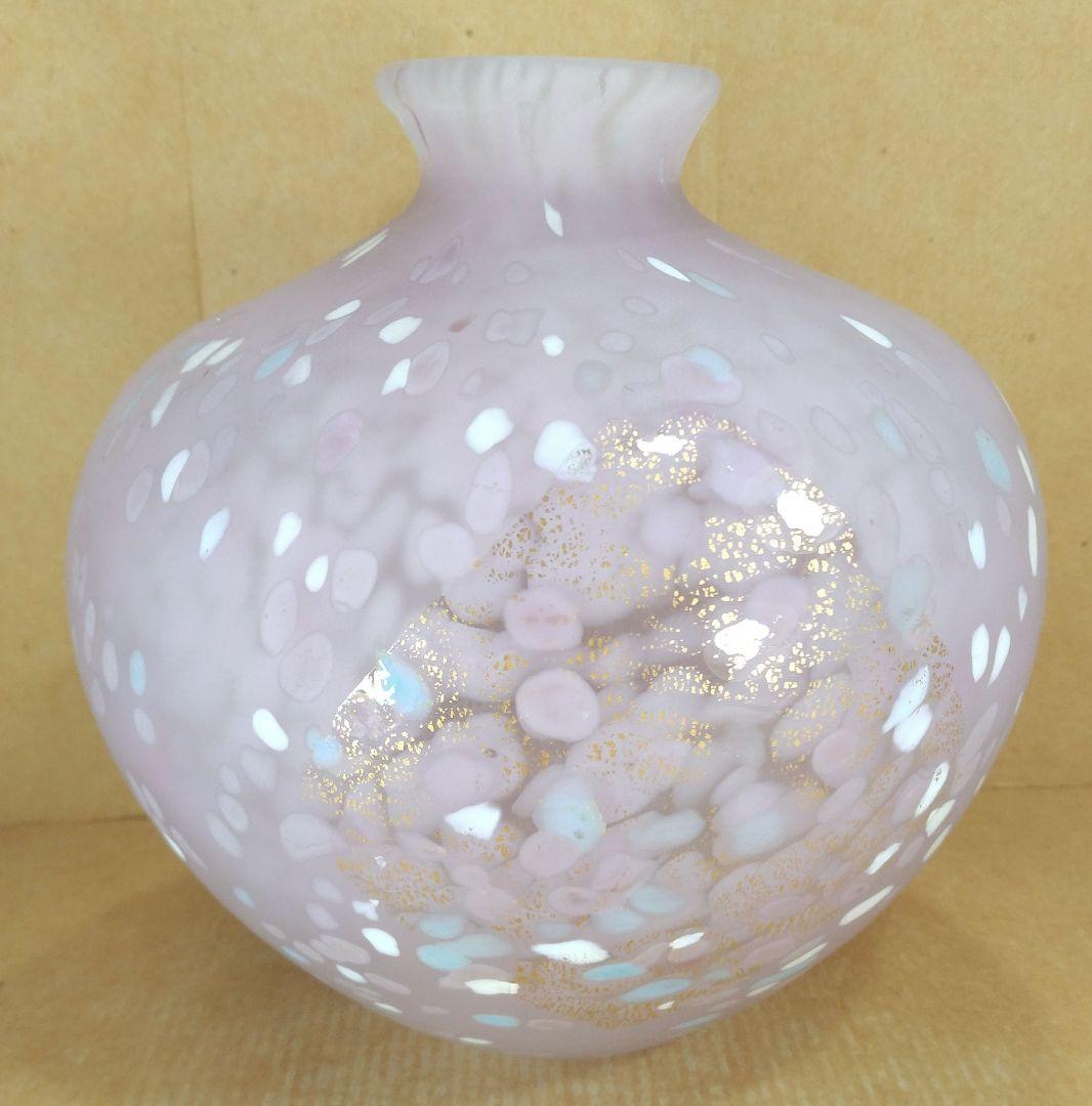 【本物保証】藤田喬平 手吹 金彩 花瓶(薄紫,水色,白,金彩) 共箱 栞 極美品