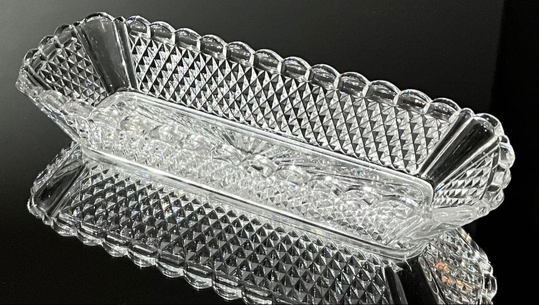 Baccarat バカラ/※19世紀 刻印有　ディアマンビゾー　長皿　トレイ