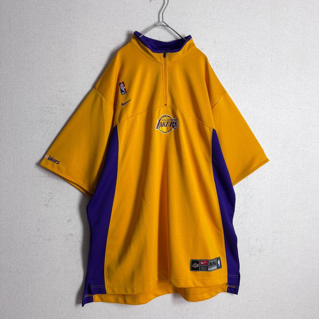 【海外限定☆2XLサイズ☆レイカーズ】ナイキ NBA刺繍ウォームアップTシャツ