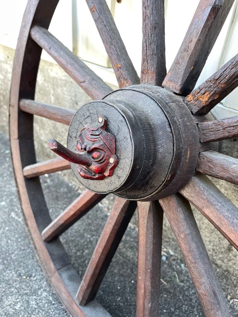 レア　車輪 木製車輪　アンティーク　希少品　ガーデニング　天狗　骨董品　希少