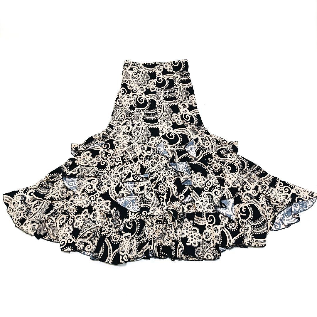 フラメンコ ファルダ 社交ダンス ロングスカート フリル マキシ丈 イチオク