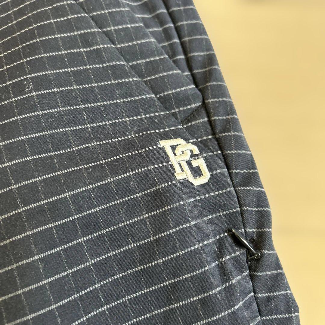 パーリーゲイツ　ネイビー チェック パンツ PGのロゴ