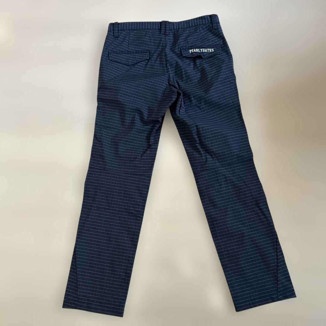 パーリーゲイツ　ネイビー チェック パンツ PGのロゴ