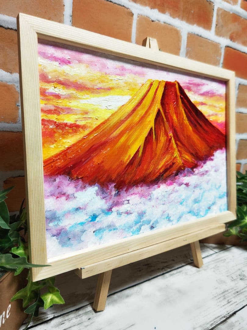 油絵 絵画【赤富士】