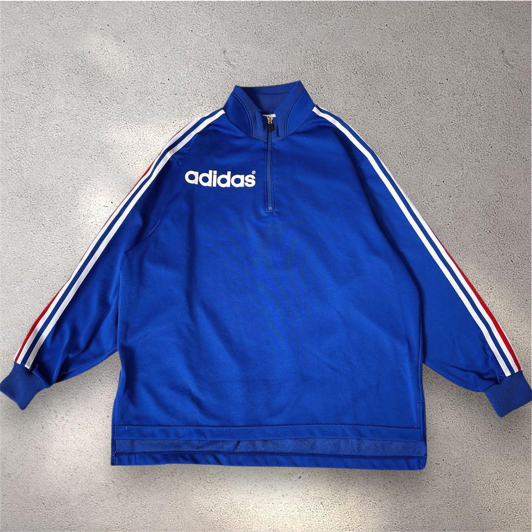 80s アディダス ヴィンテージ セットアップ ジャージ ブルー トリコロール
