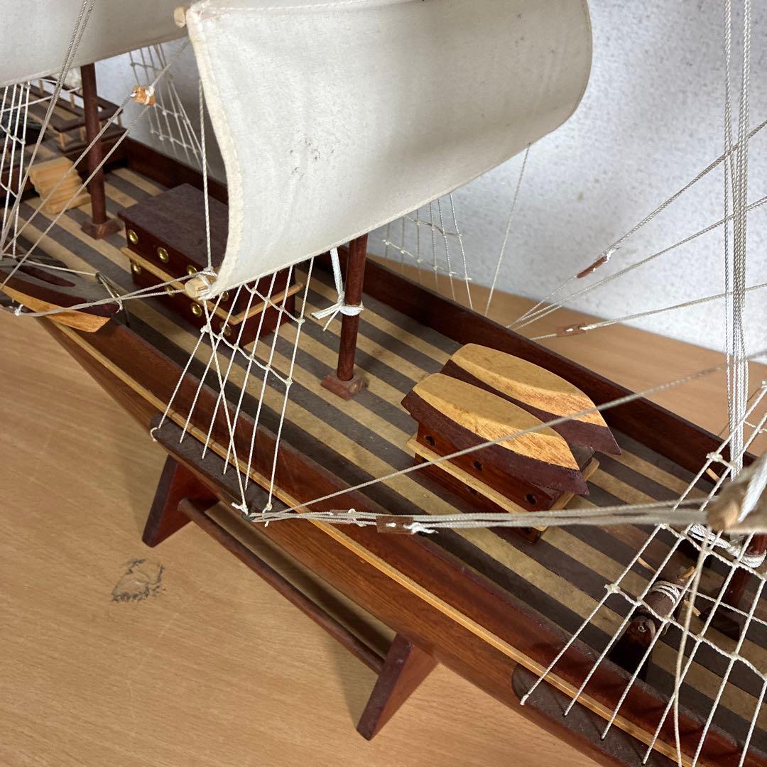 大型 木製 帆船模型 インテリア オブジェ 飾り船 自宅保管品