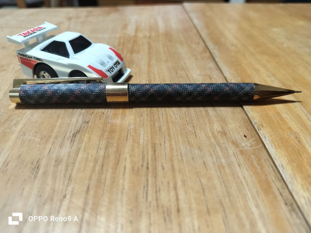 【レア】バーバリー 　チェック シャーペン　布張り　ネィビー　BURBERRY