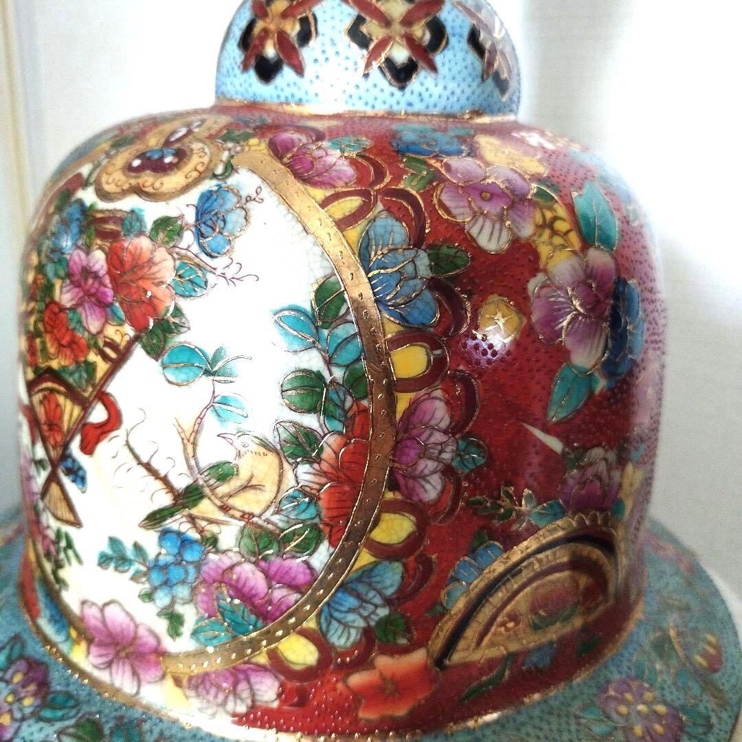 薩摩焼風　伝統工芸品　大和絵　沈香壺 沈降壺