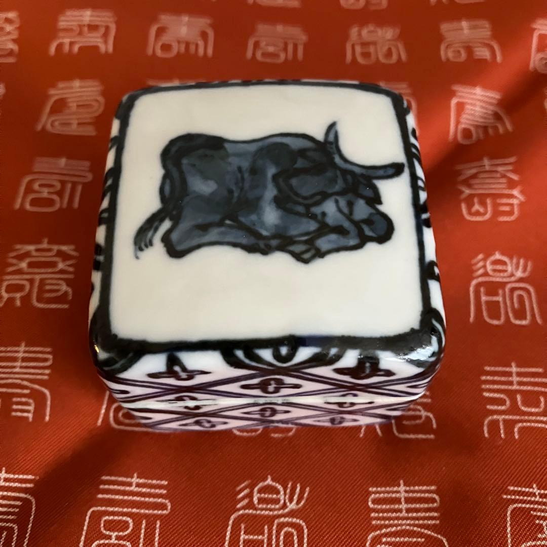 茶道具 杉田祥平造 染付張甲牛香合